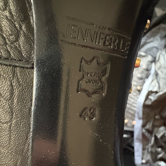 Jennifer Le: Crocodile Black Thigh High Boots w/ Gold Studs - Picture 7 of 7